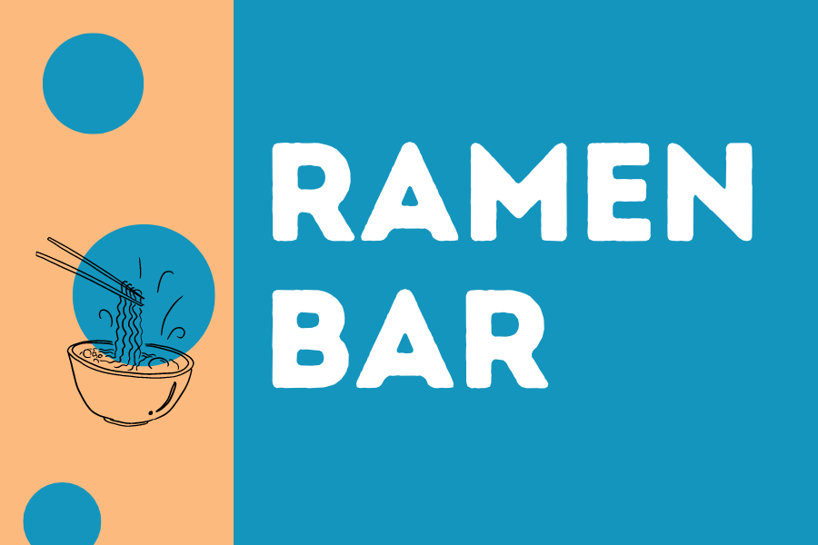 Image depicting our Ramen Bar signage in blue and orange colors. Click on the image to open the link to our special event webpage.