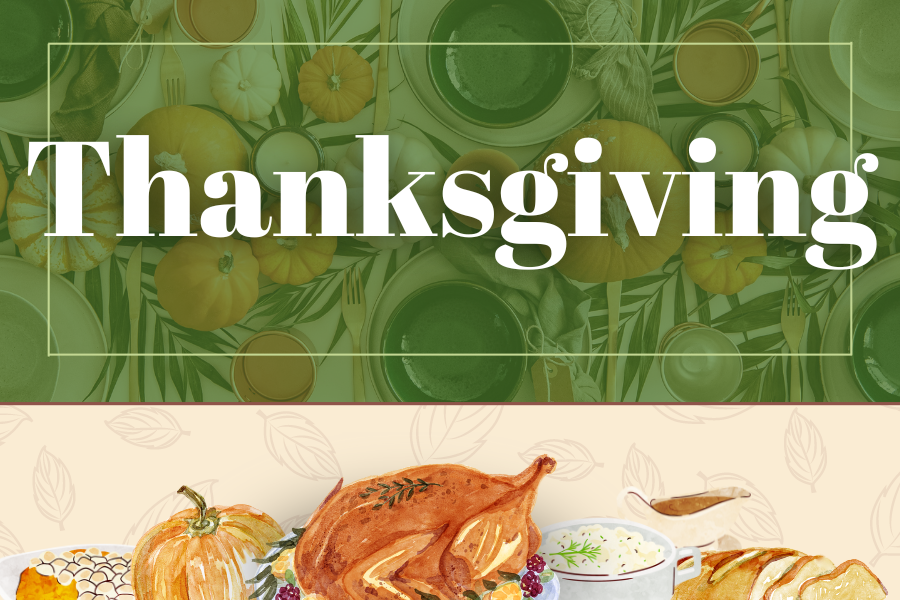 Image depicting our Thanksgiving signage in green and orange colors. Click on the image to open the link to the special event webpage.