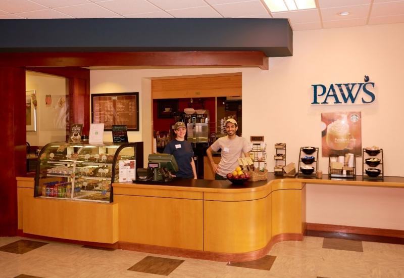 Paws Coffee Shop with Student Employees at register