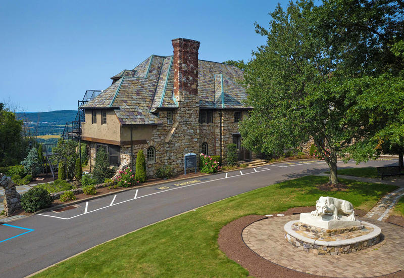 Bird's eye view of Penn State Hazleton's Schiavo Hall and Nittany Lion Shrine