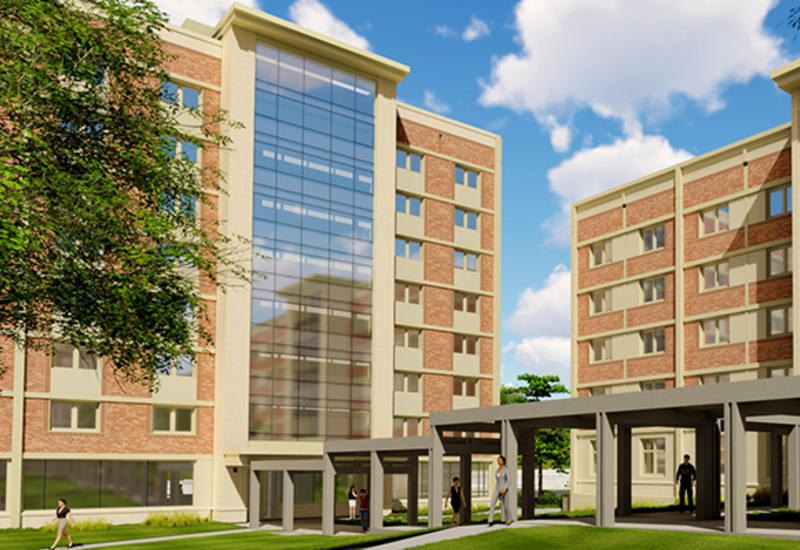 A picture of Snyder Hall from the quad