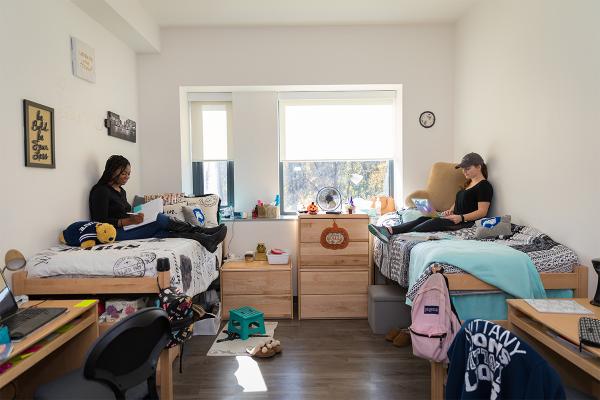 Students in their Orchard Hall room