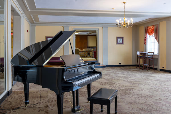 McElwain Hall lounge with a piano