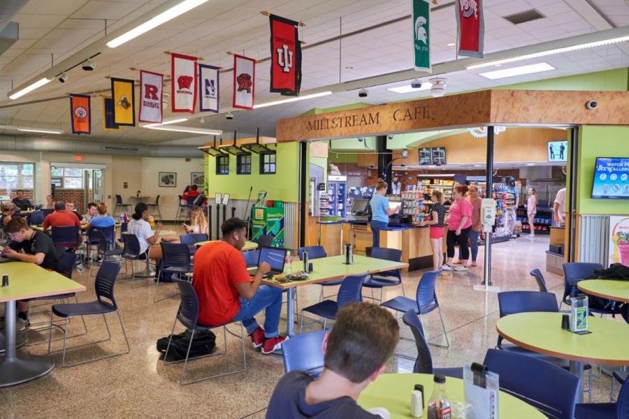 Interior of Mill Cafe with students eating at tables