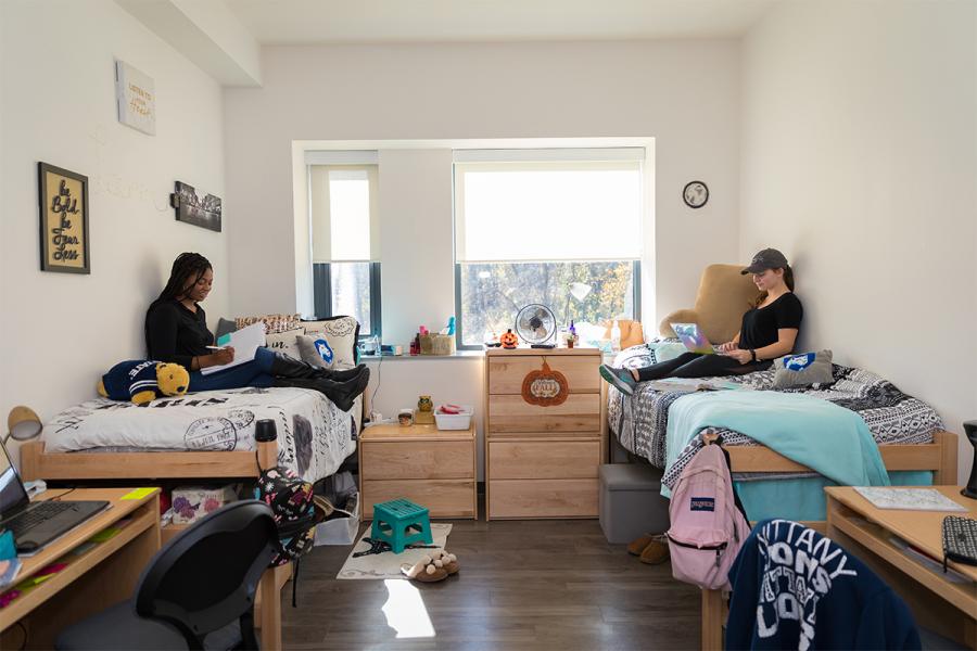 Students in their Orchard Hall room