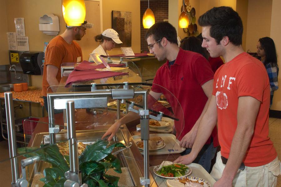 students at the salad bar