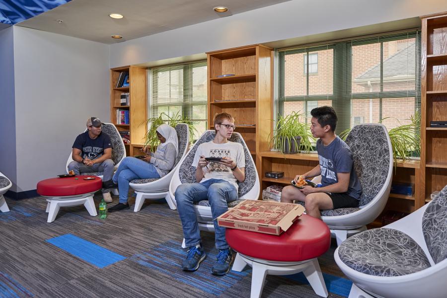 capital apartments game room and lounge space