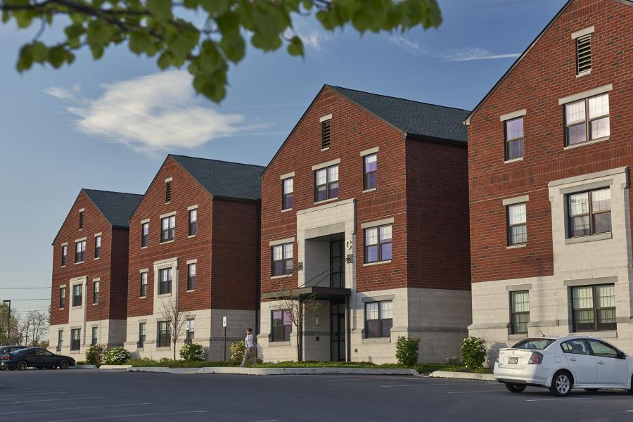 Nittany village exterior wide shot 