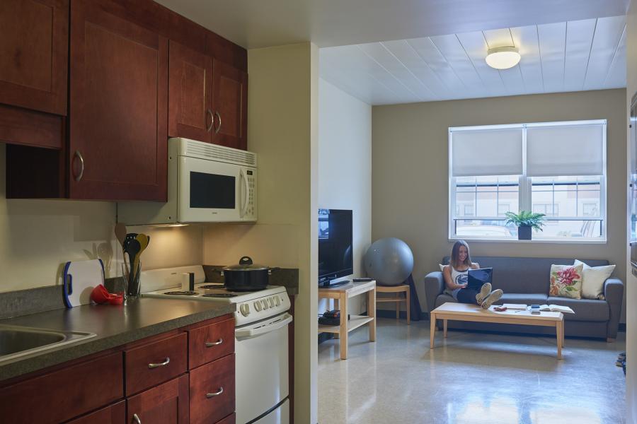 Nittany Village kitchen and living room