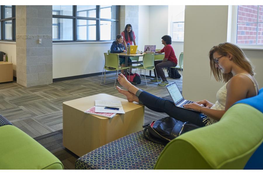 Study and lounge area with students