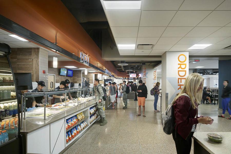 Students waiting in line at the Deli at East Checkout Counter