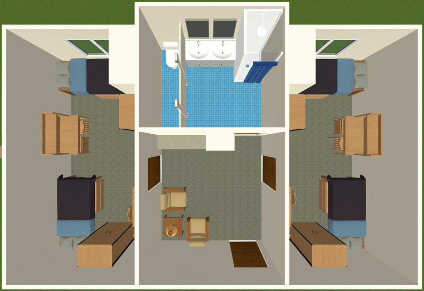 Overhead diagram of two bedroom suite