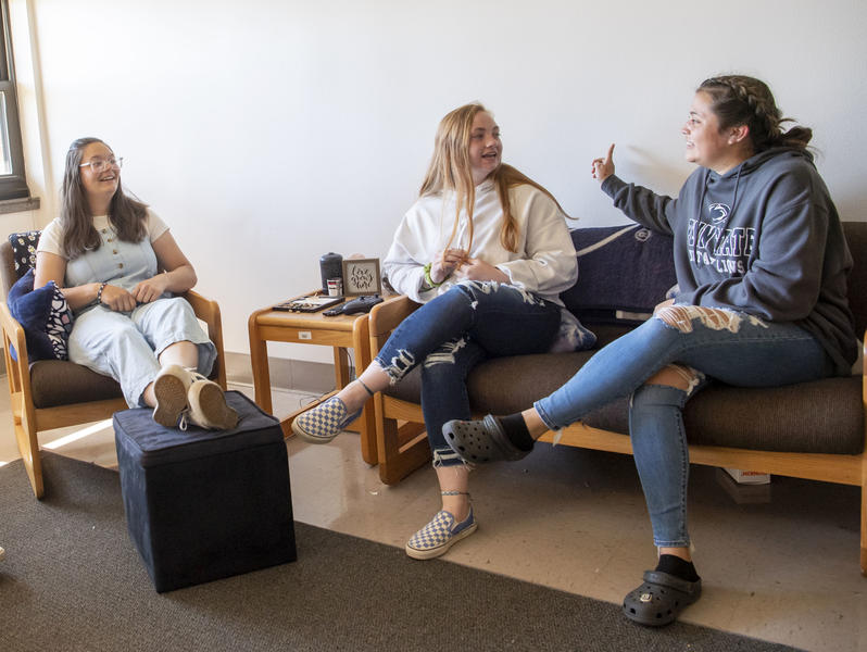 Interior image of the living room at the Nittany Apartments 