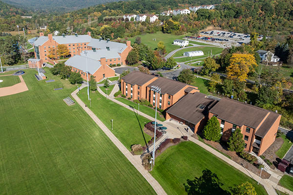 Aerial view of Penn State Altoona's Spruce and Cedar Hall