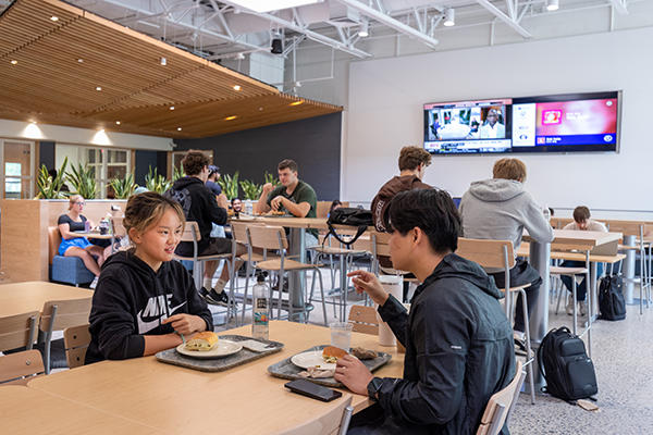 Students eating in the Tully's dining room