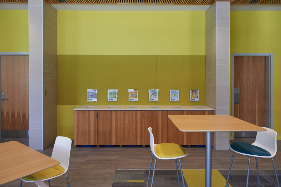 Robinson Hall kitchen area showing recycling center