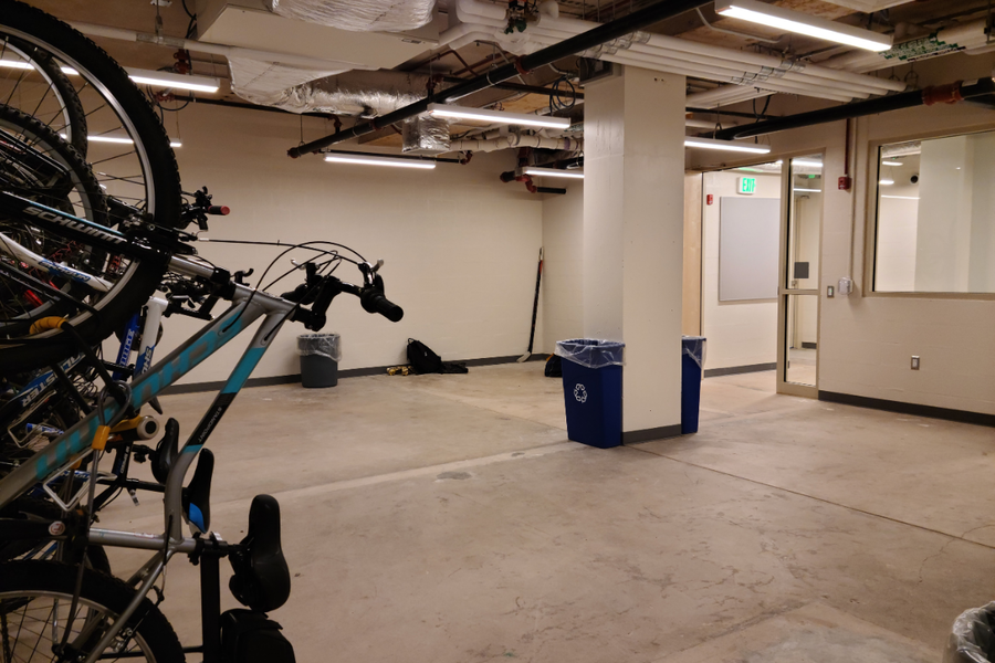 Stone Hall basement locker room, where bikes can be stored