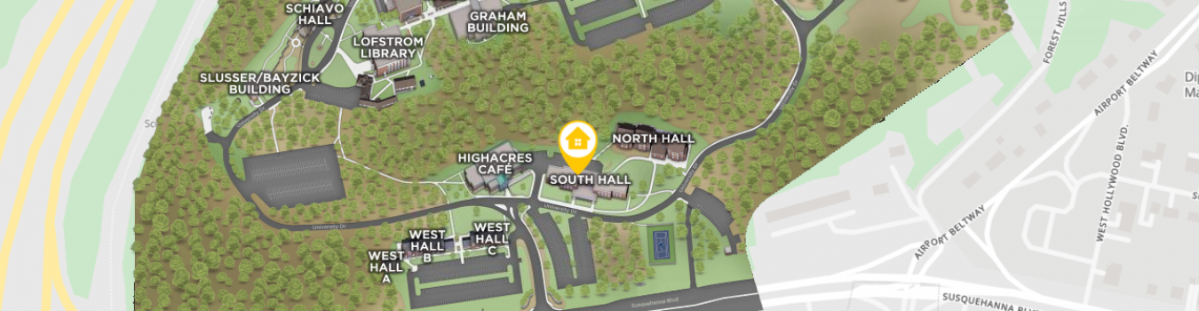 Open interactive map centered on South Hall in a new tab