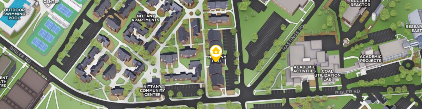 Open interactive map centered on Nittany Hall in a new tab