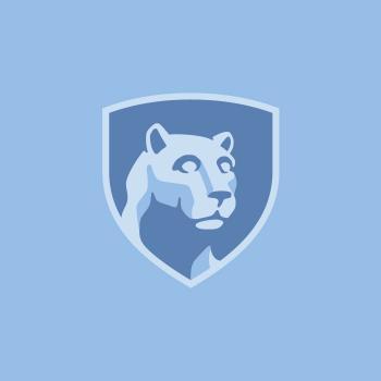 Nittany lion shield on a blue background 