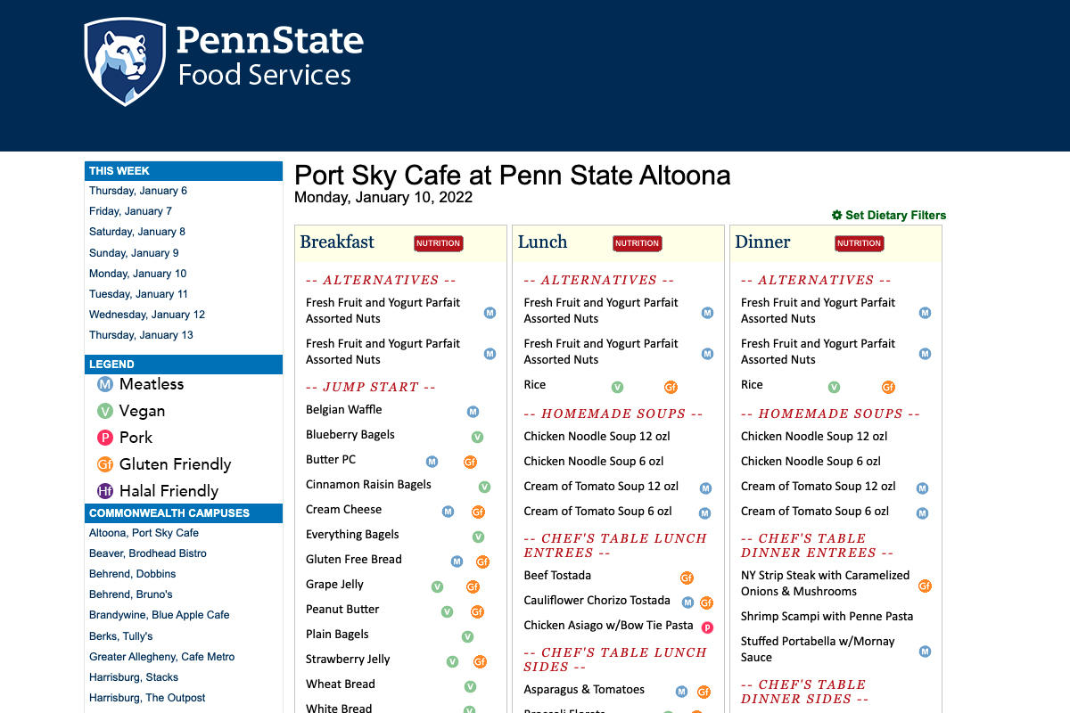 Sample Menu