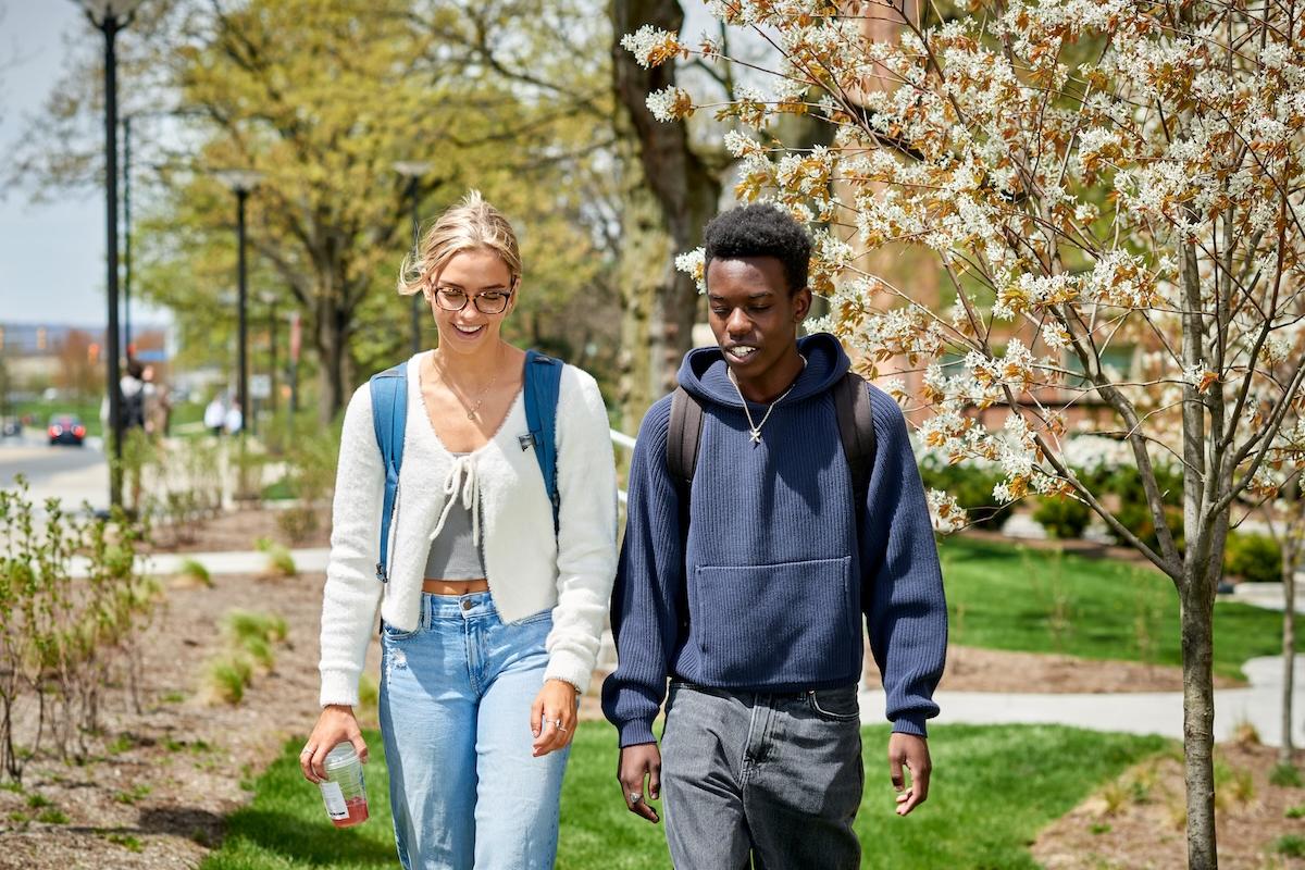 Students walking on campus