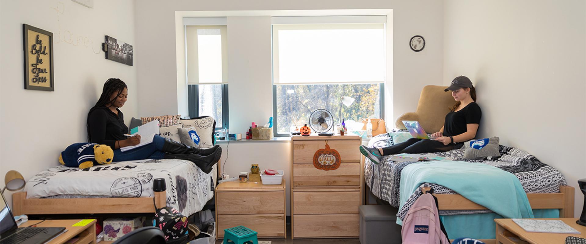 Students in their Orchard Hall room