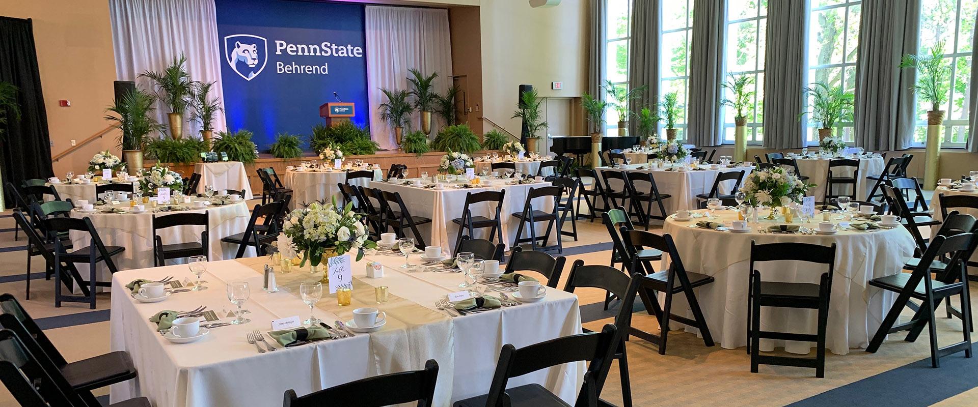 Catering setup in McGarvey Commons