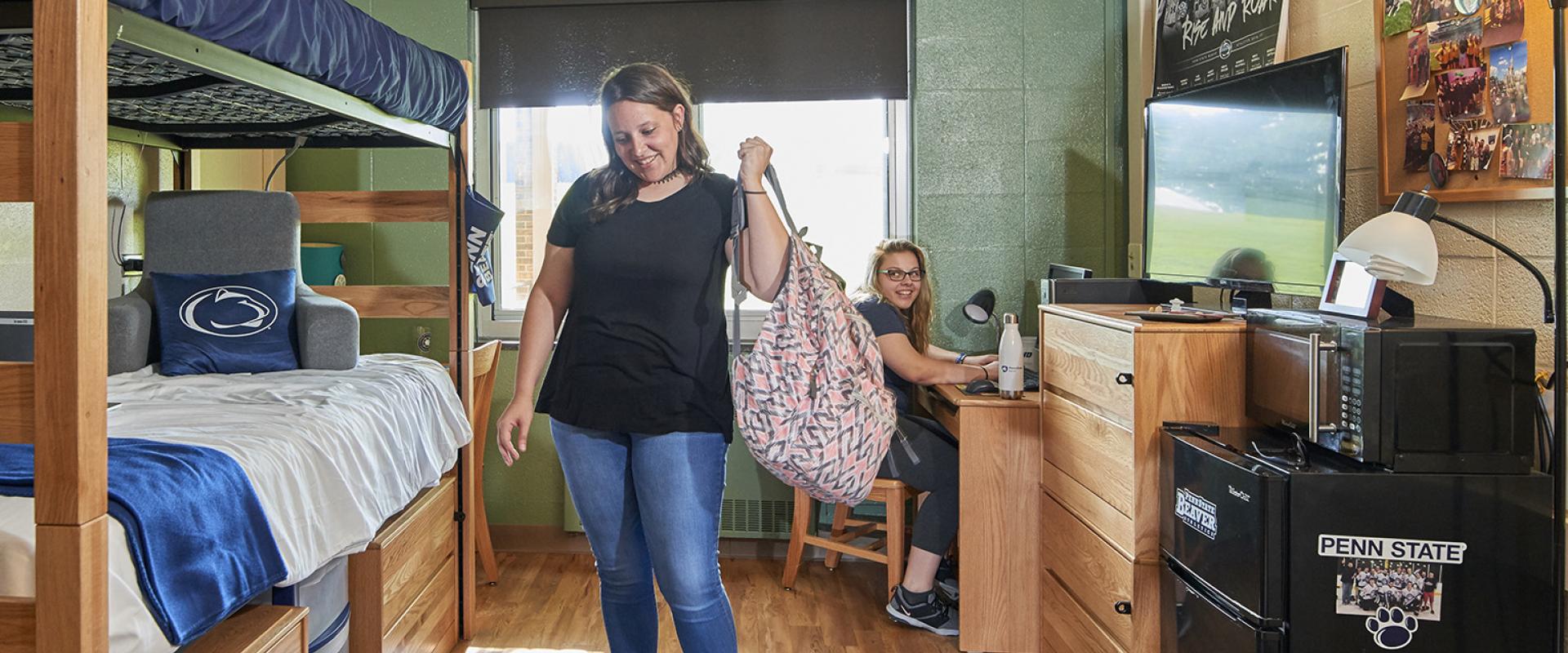 students in bunked double room