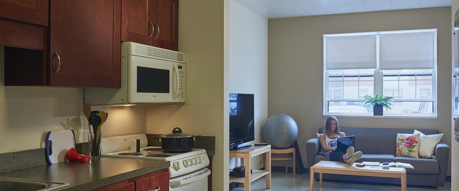 Nittany Village kitchen and living room