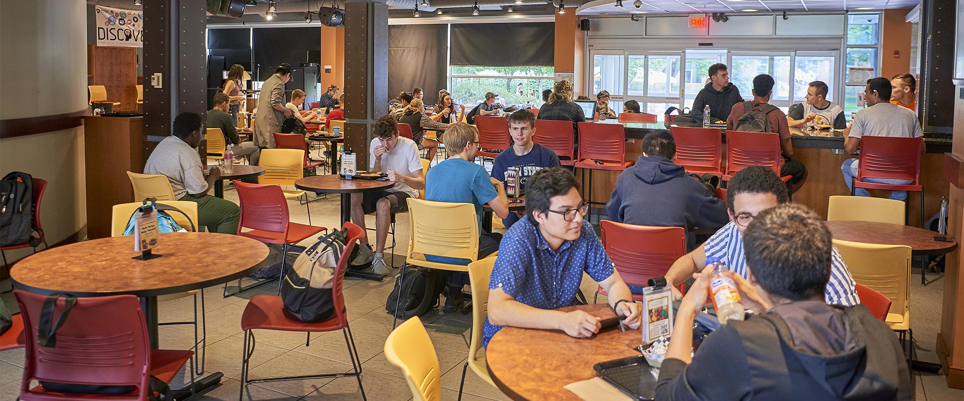 stacks dining room with students