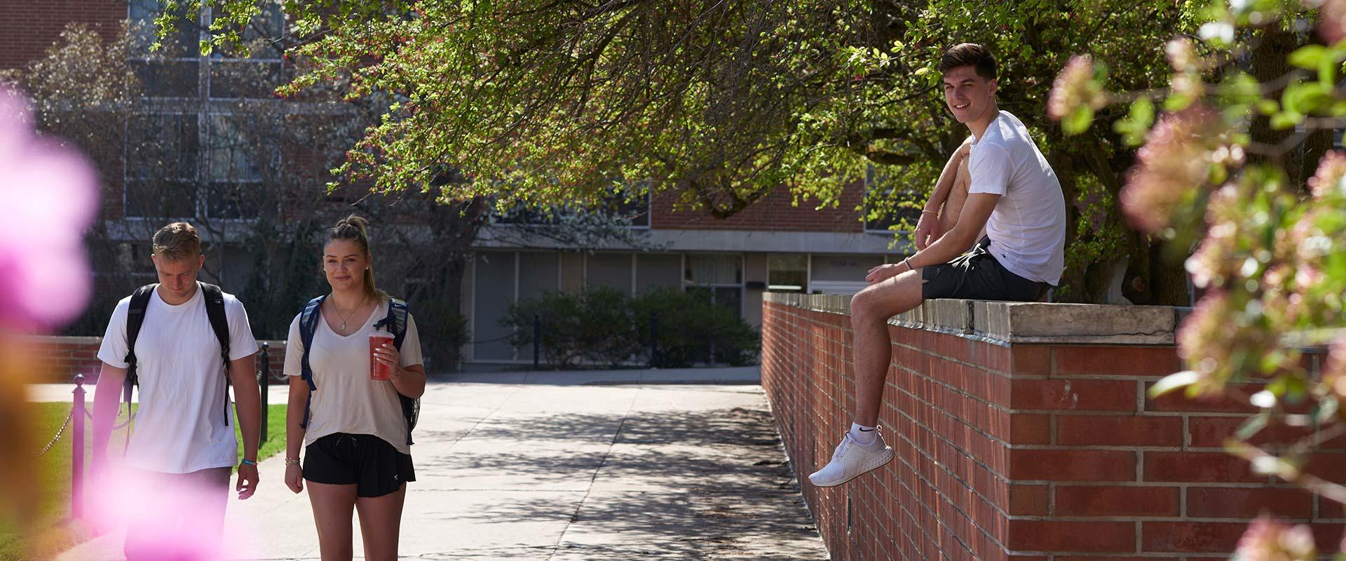 Students enjoy the quad at Pollock Halls
