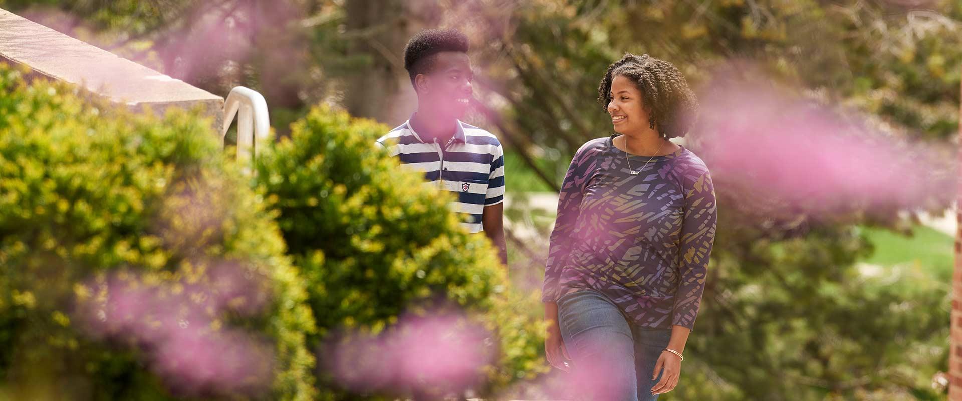 students walking together across campus